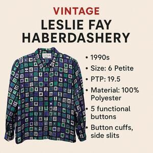 Vintage Leslie Fay Haberdashery Petite Blouse | Size 6 | Button Up